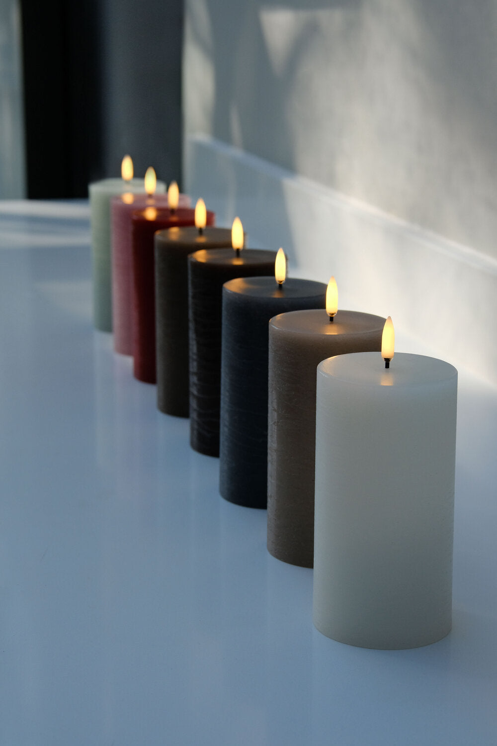 LED Rustic Pillar lys, Caramel - H15 cm.