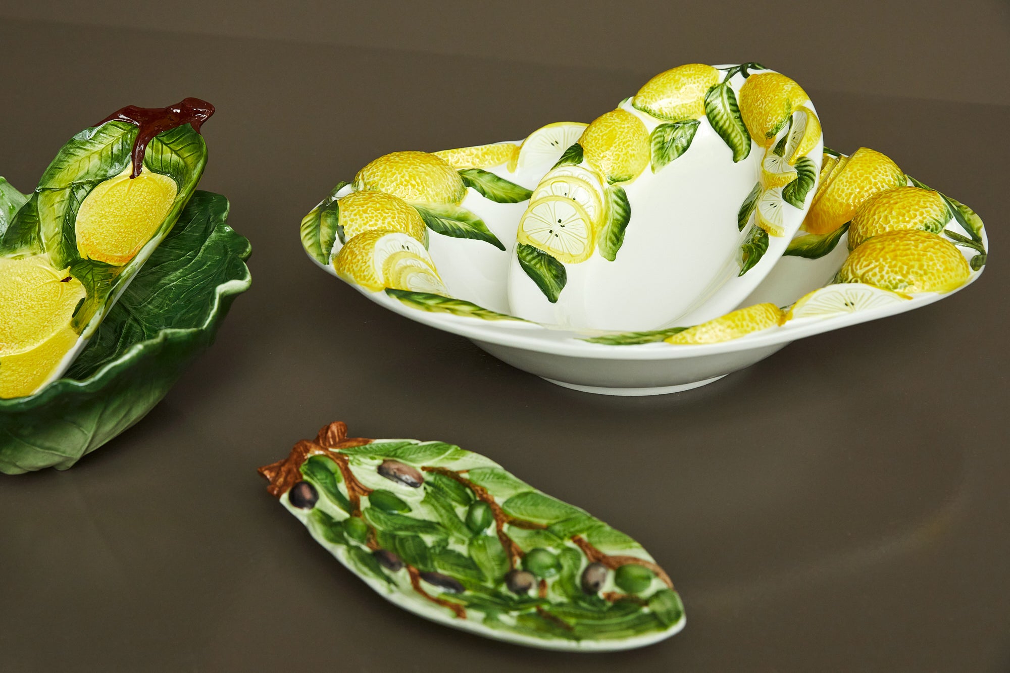 Fad m/citroner, hvid/gul - 29x18 cm.