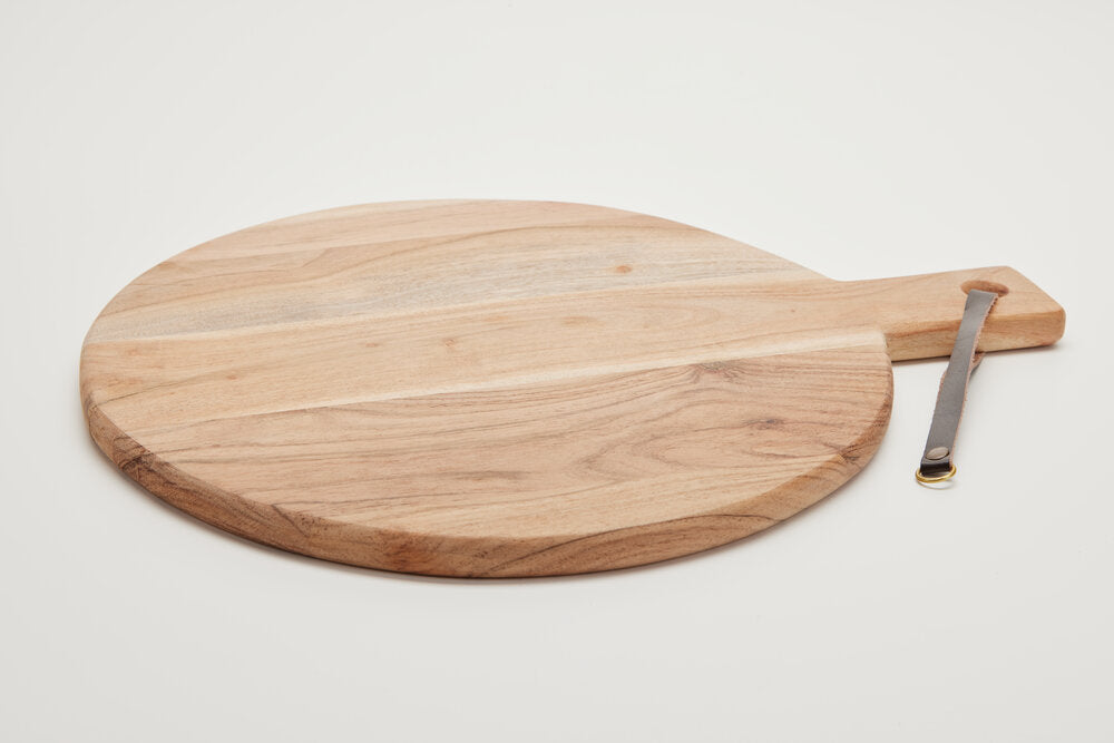 Rundt serveringsbræt, acaciatræ - 40x50 cm.