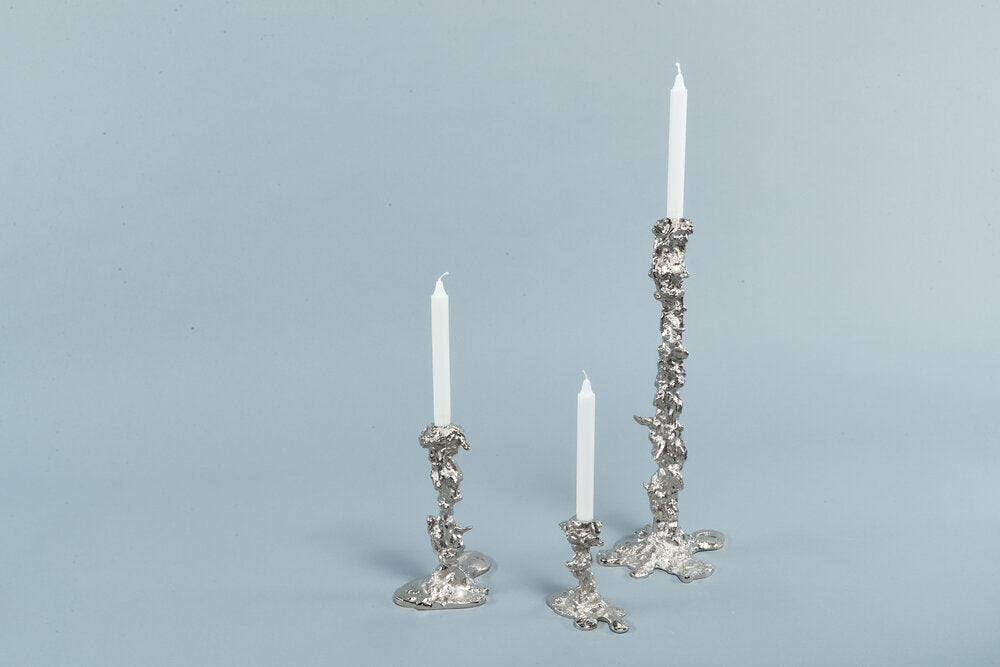 Pols Potten Drip lysestage, L - sølvfarvet - Bahne