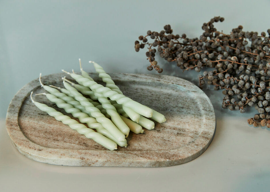 HAY HAY Mini Swirl stearinlys, 10 stk. - Light Green - Bahne