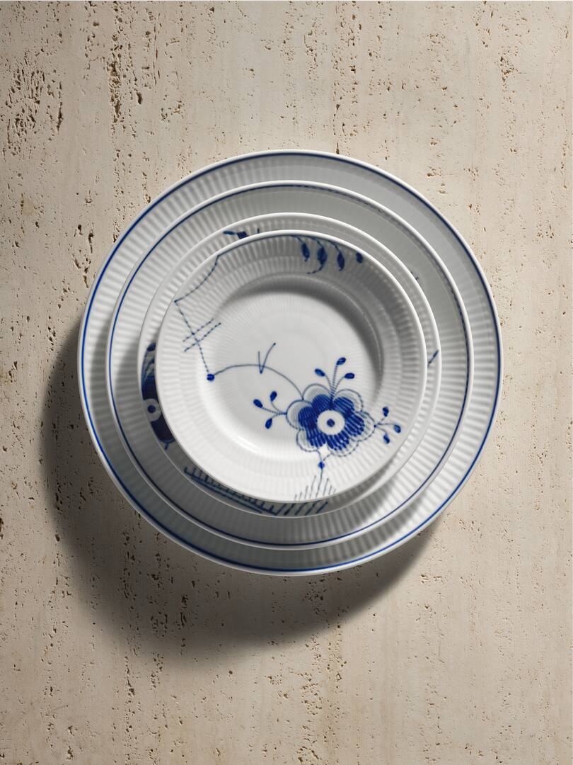 Blå Mega Riflet tallerken - Ø17 cm