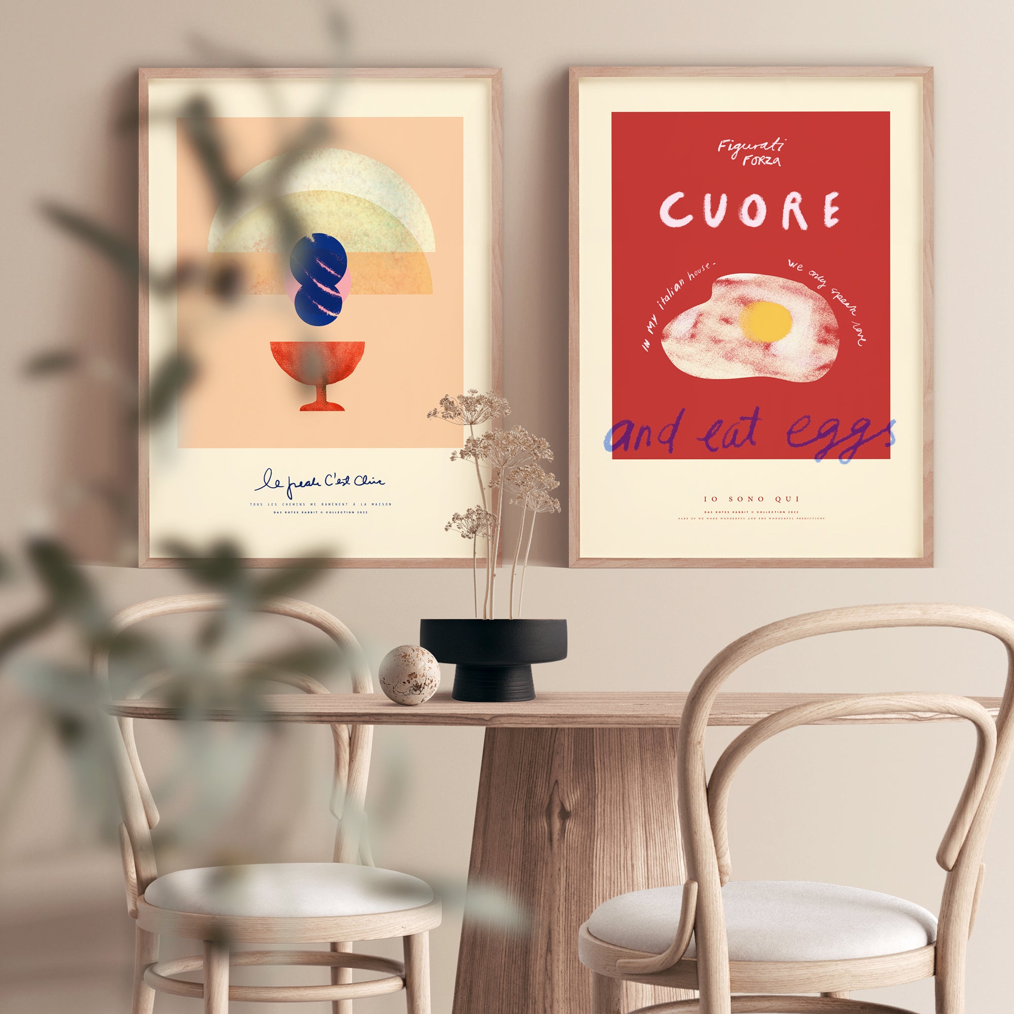 Das Rotes Rabbits Cuore plakat - 30x40 cm.
