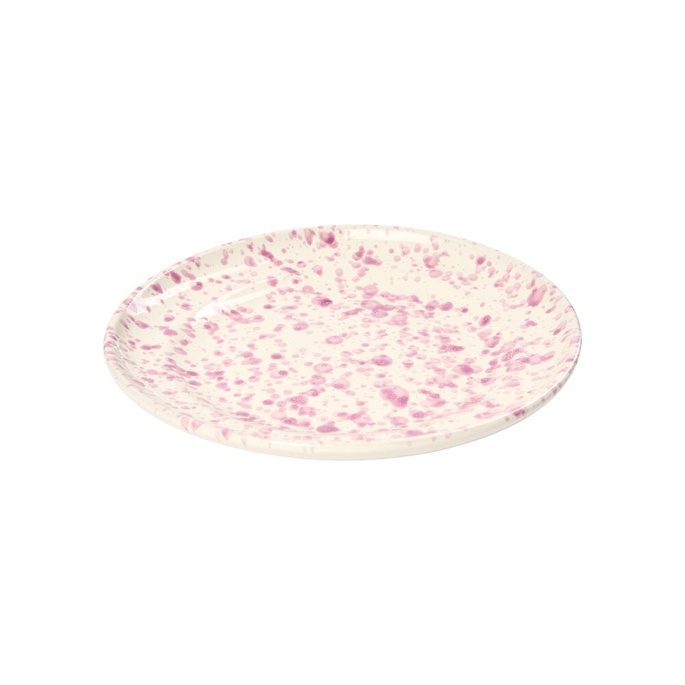 Splatter middagstallerken, Cream w. Purple - Ø24 cm.