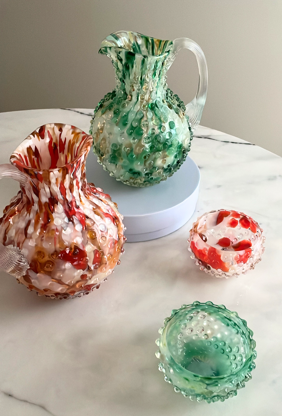 Confetti Hobnail Tapas skål - Crimson