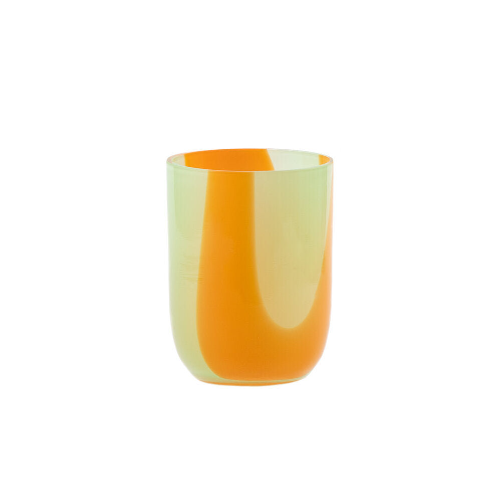 Flow Tumbler glas, Green/Orange Stripes - 25 cl.
