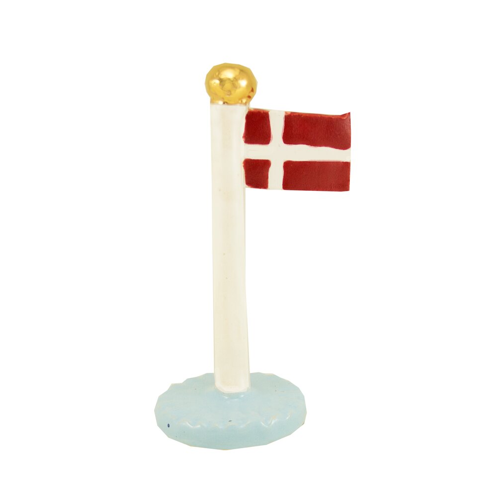 Klassisk flag med guldknop, pastel blå/guld - H6-10cm.