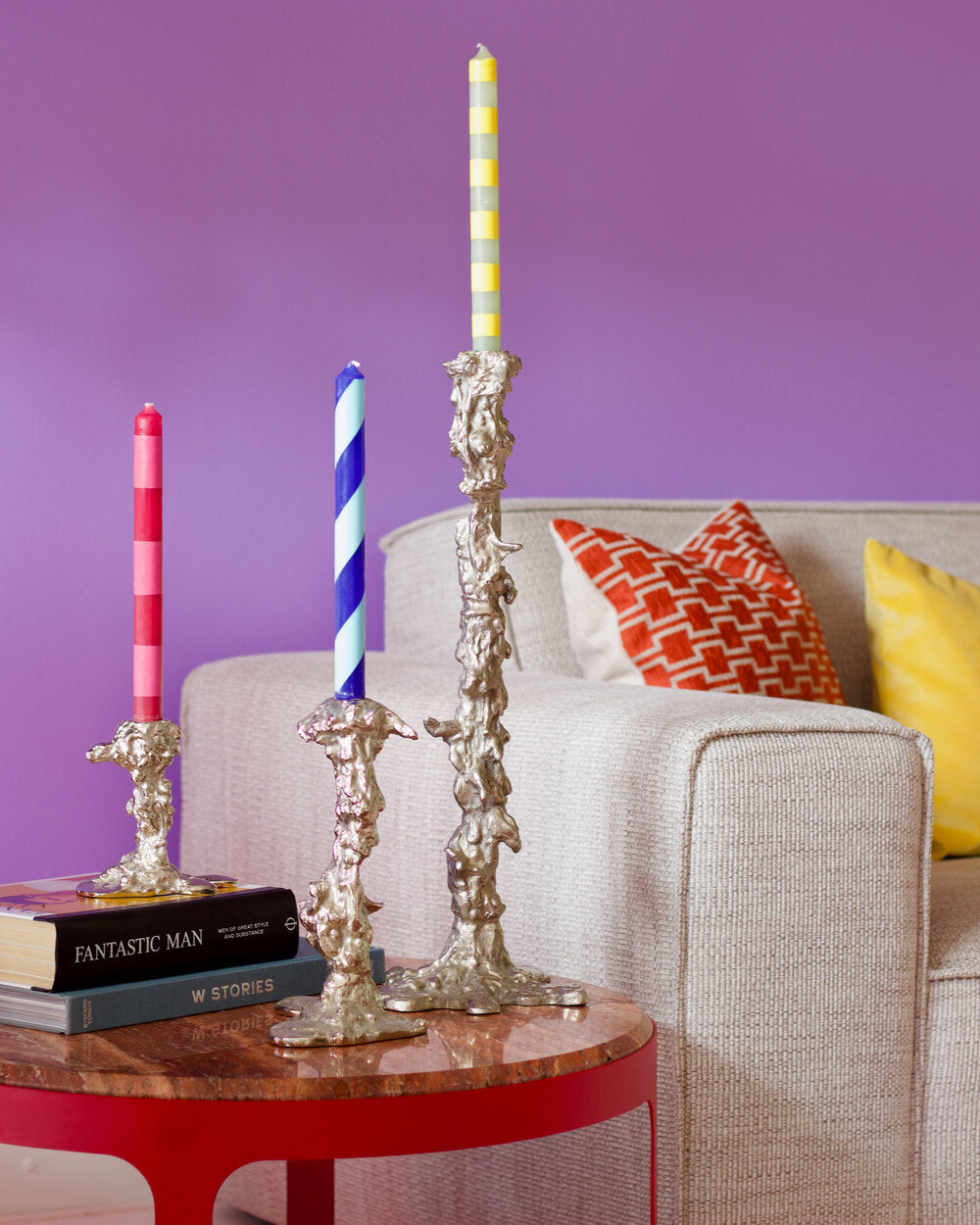 Drip lysestage, L - sølvfarvet