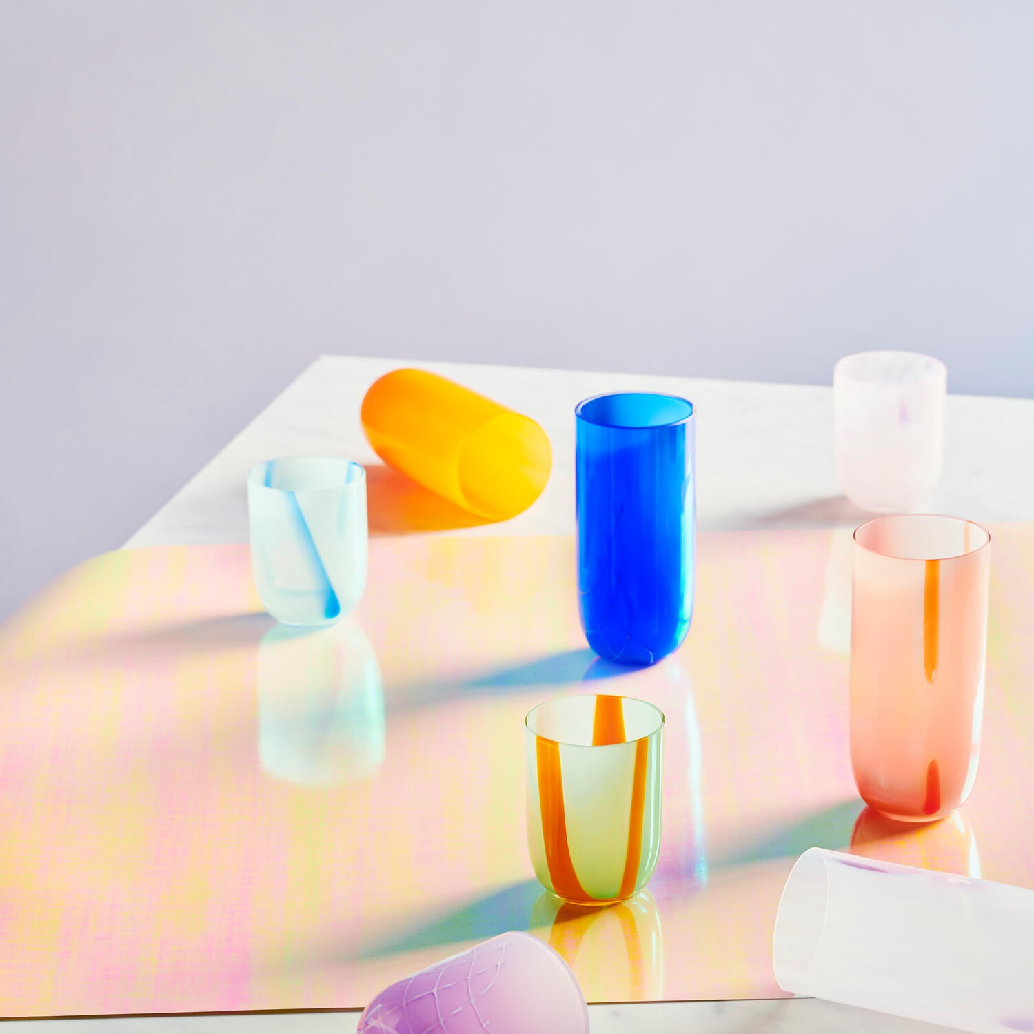 Flow Longdrink glas, orange/prikker - 40 cl.