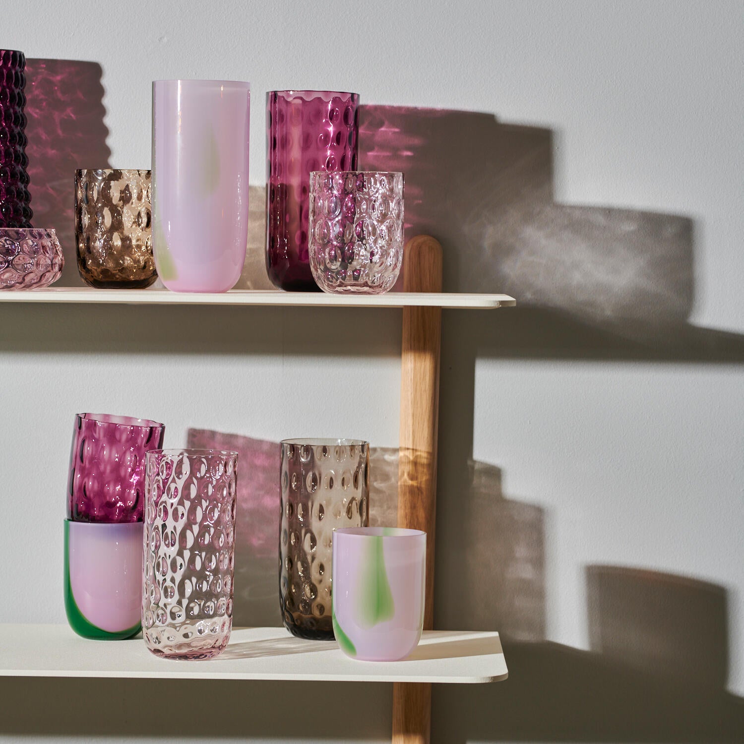 Flow Tumbler glas, Purple/Green Stripes - 25 cl.