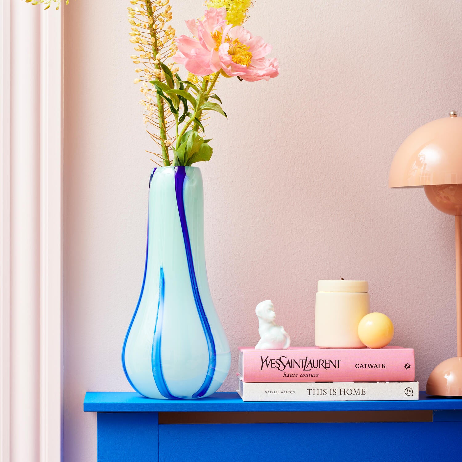 Flow vase, Light Blue/Stripes - H40 cm.