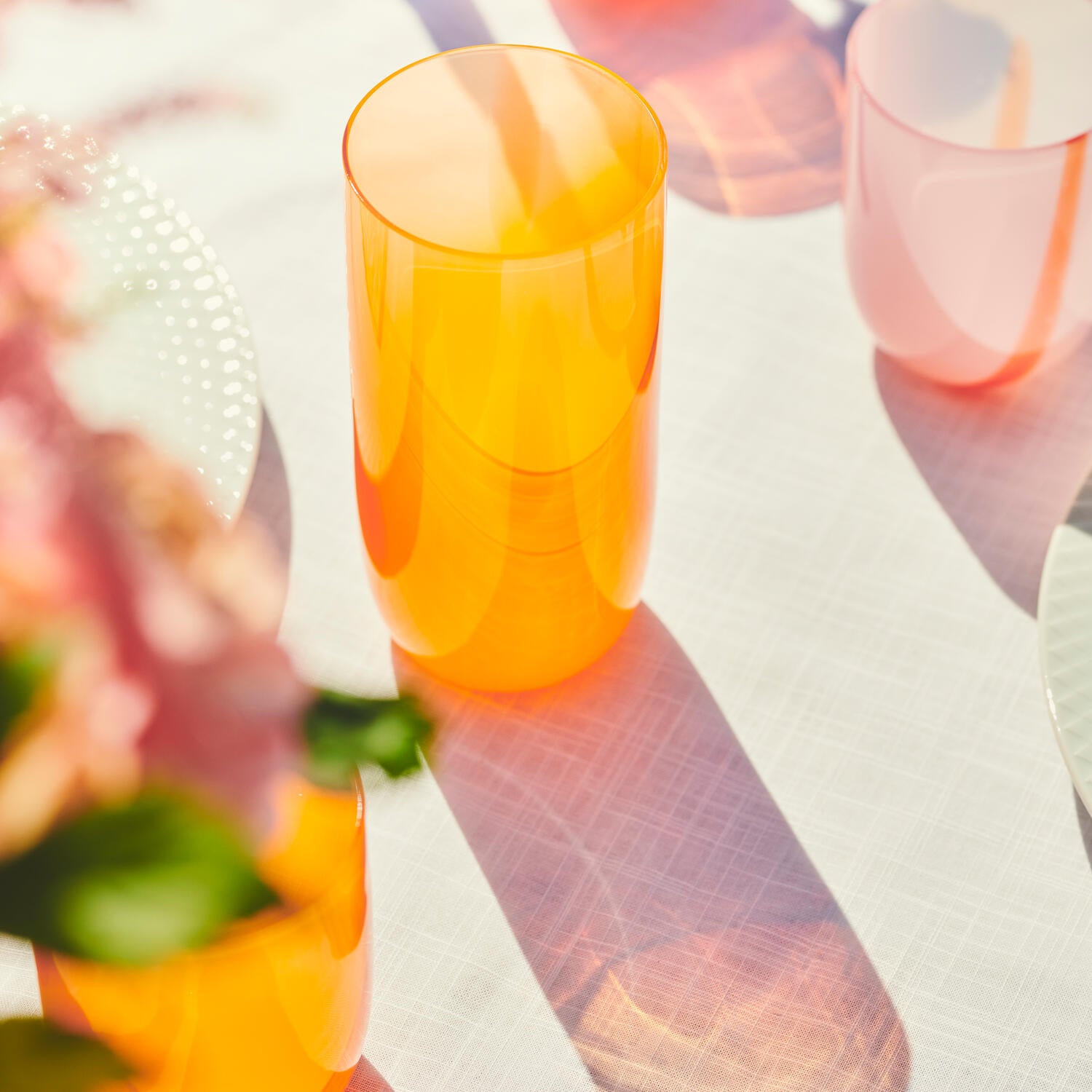 Flow Longdrink glas, orange/prikker - 40 cl.