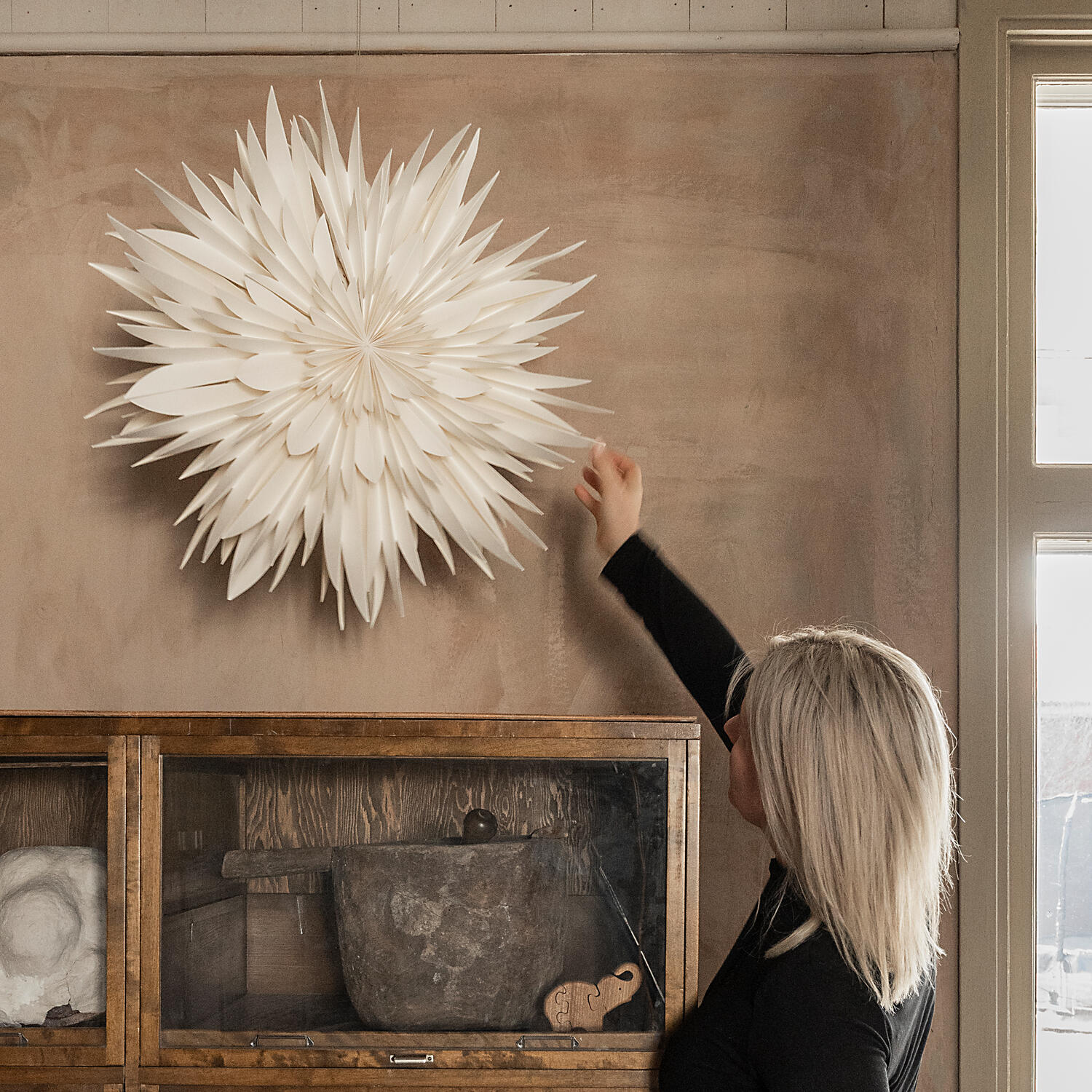 Maja 60 stjerne, hvid - Ø60 cm.
