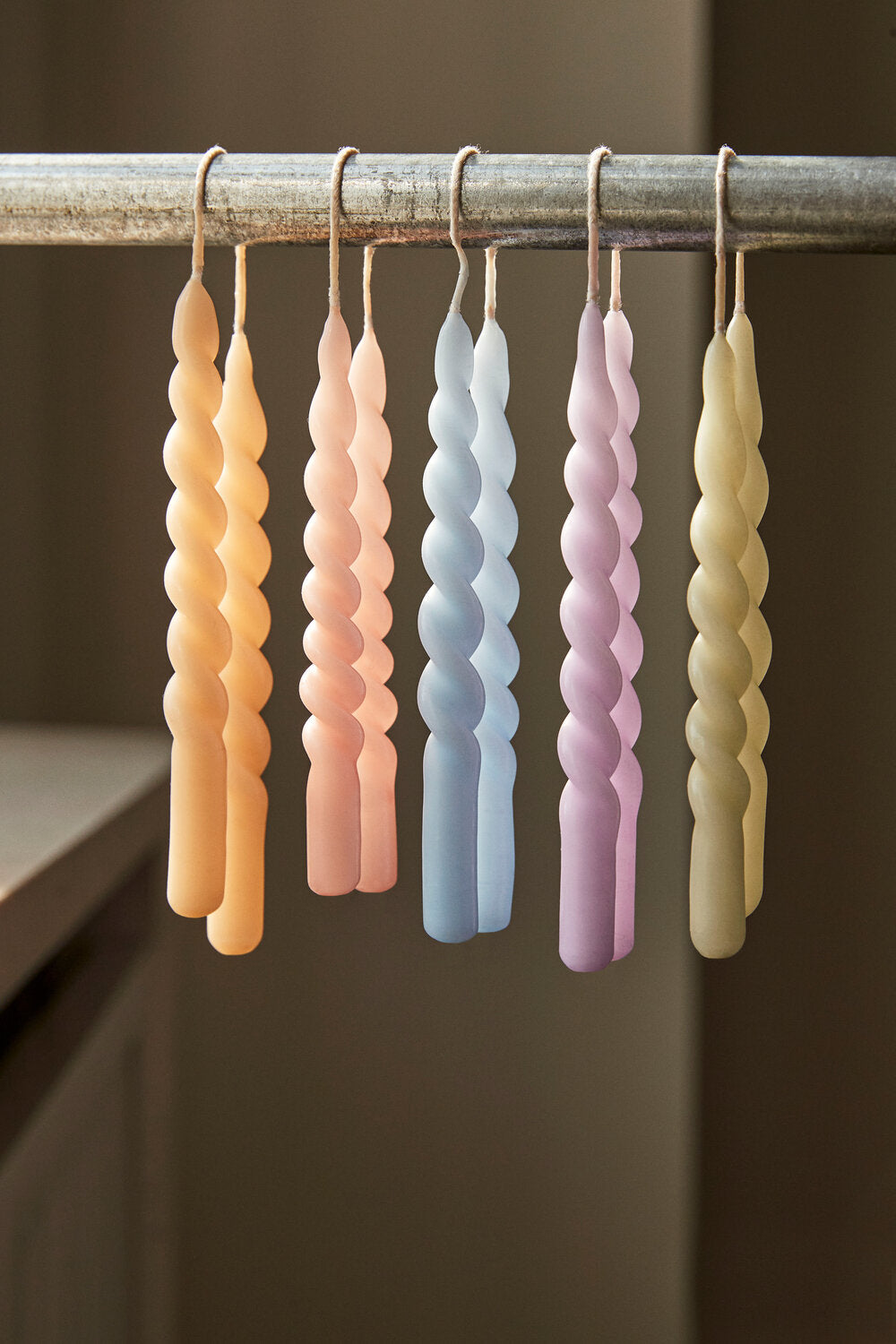 Mini Swirl stearinlys, Light Blue - 10 stk.