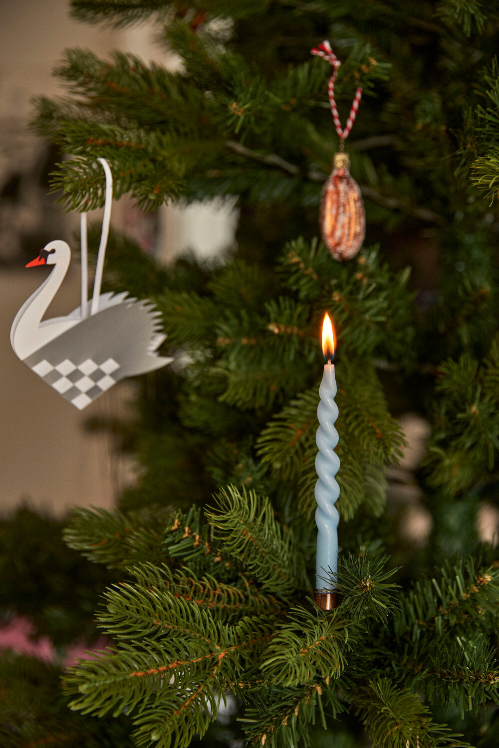 Mini Swirl stearinlys, Light Blue - 10 stk.