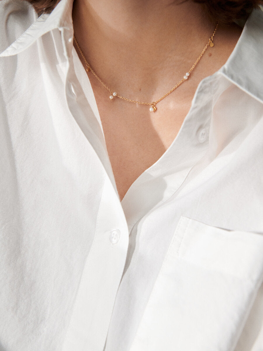 Ocean Pearl halskæde - forgyldt