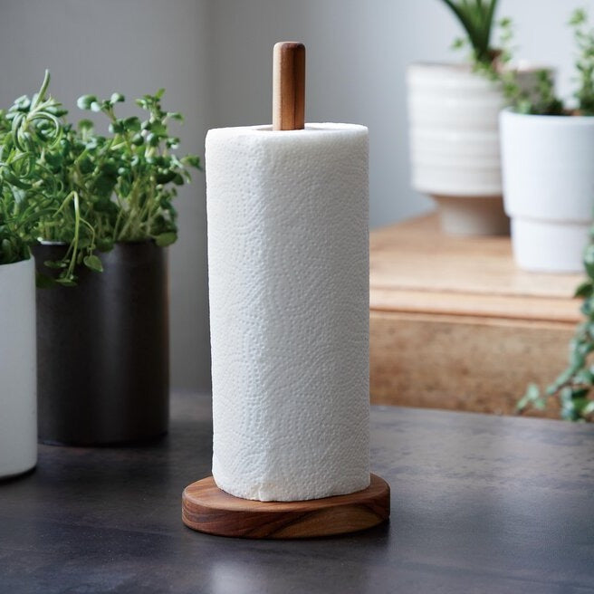 Teak køkkenrulleholder