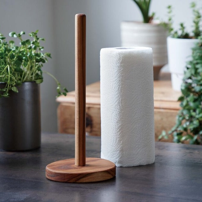 Teak køkkenrulleholder