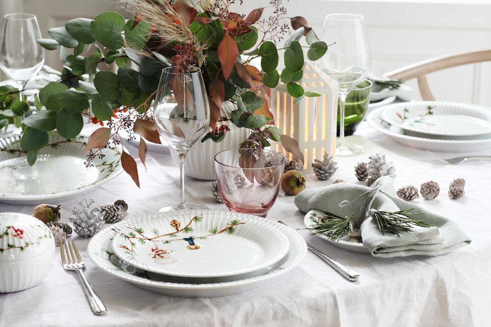 Hammershøi tallerken, hvid dekoration - Ø19