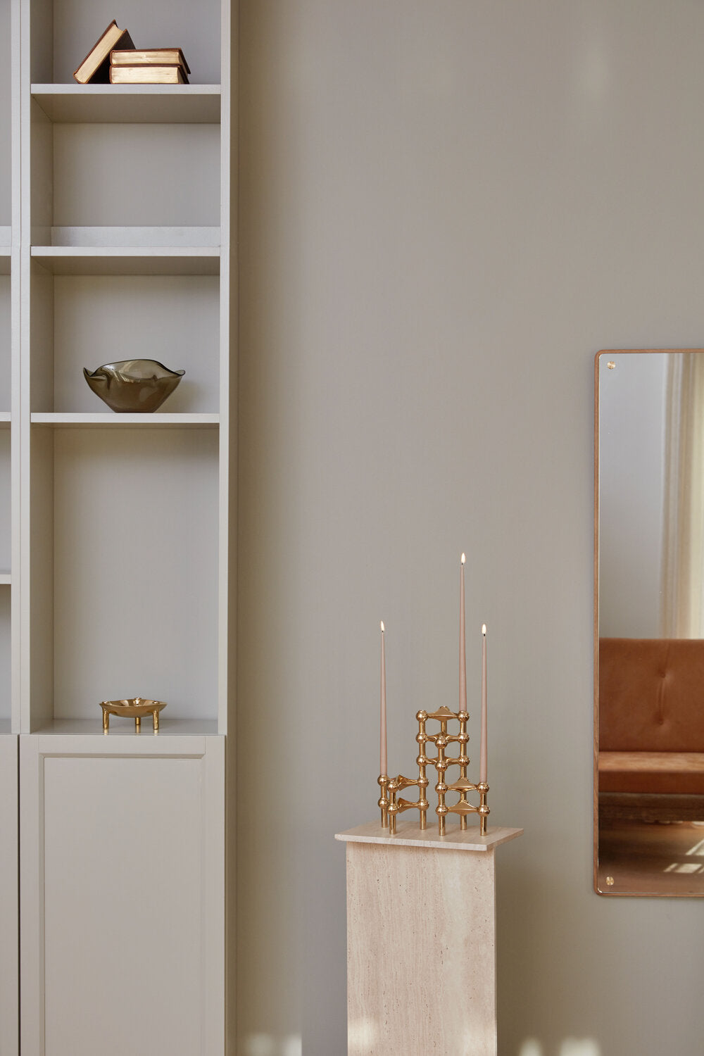 Nagel lysestage - messing