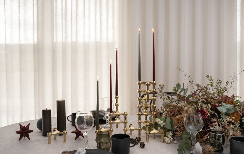 Nagel lysestage - messing