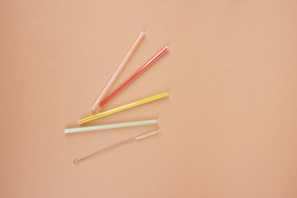 Glas sugerør, multi - 4 stk.