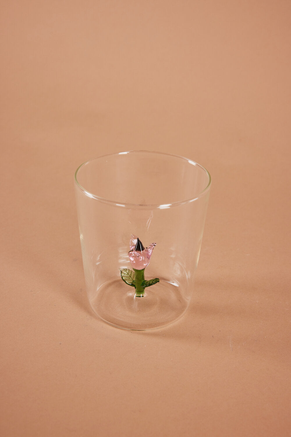 Tumbler vandglas med blomst - Clear/Multiple