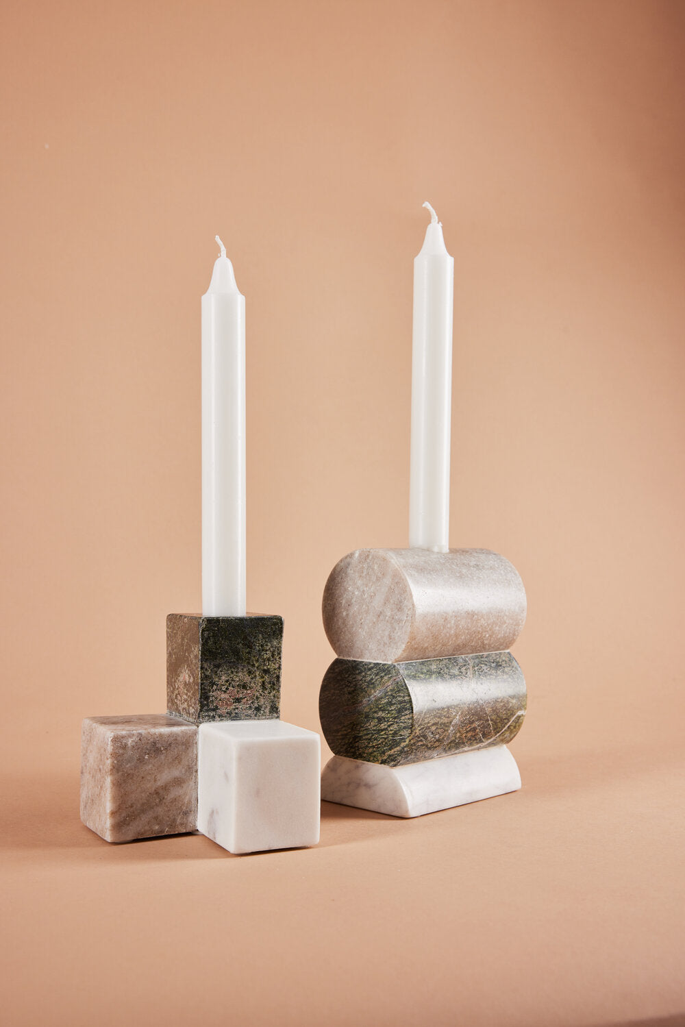 Tealight Sculpture lysestage - beige/hvid