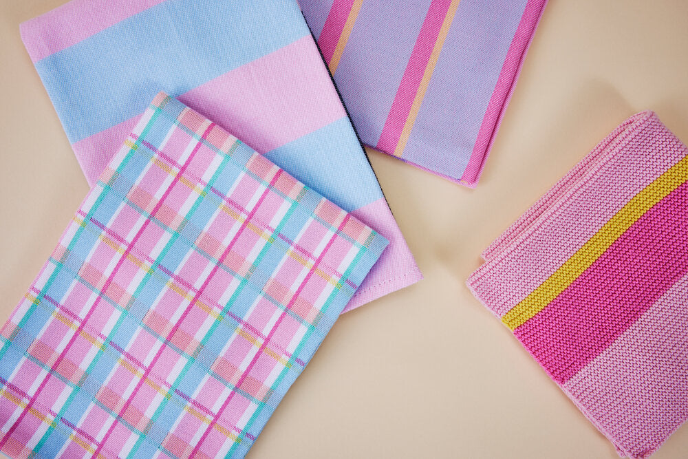 Me tea viskestykke - Check/purple/white