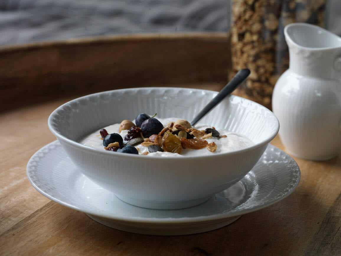 Hvid halvblonde tallerken - Ø17 cm.