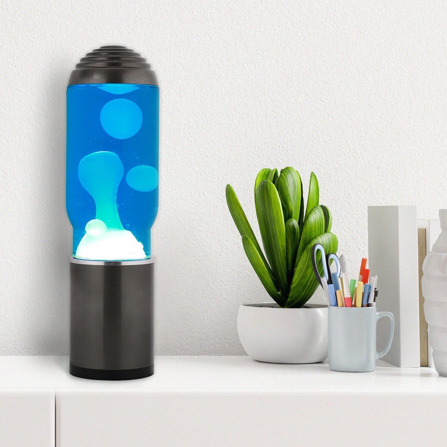 Lava lampe - blå/hvid