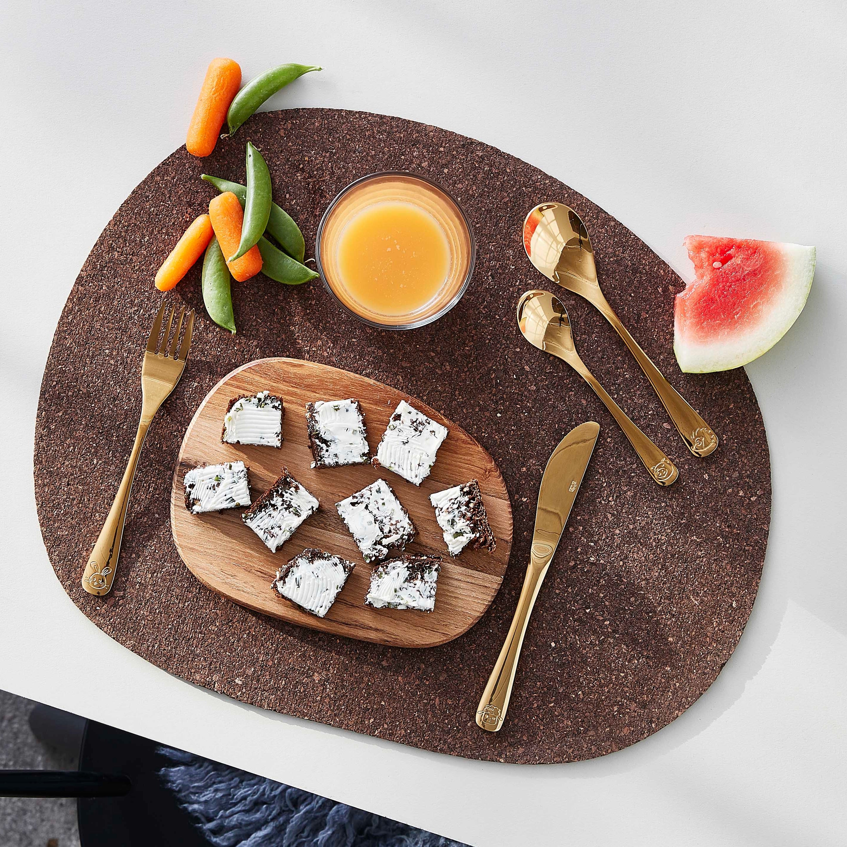 Atelier børnebestik - guldfarvet