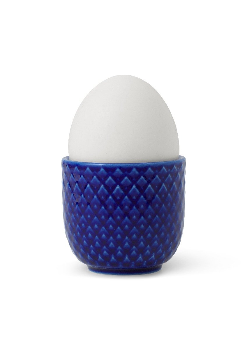 Lyngby Porcelæn Rhombe color æggebæger, blå - H: 4,5 cm. - Bahne