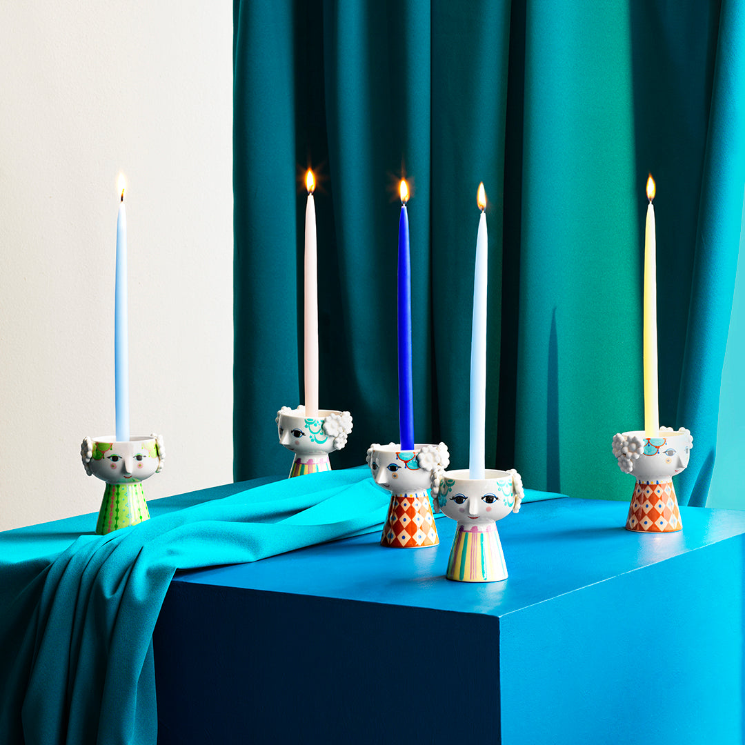 Bjørn Wiinblad Eva lysestage, Lys Blå - H: 9,5 - Bahne