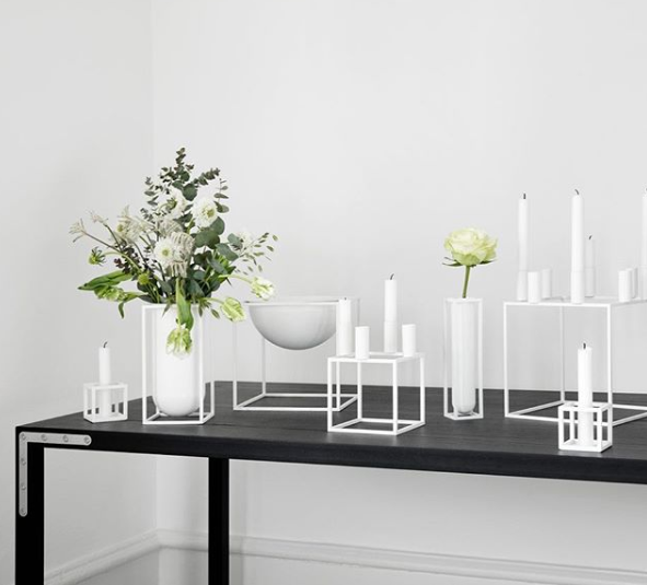 By Lassen Kubus 1 Lysestage, hvid - 7x7 cm. - Bahne