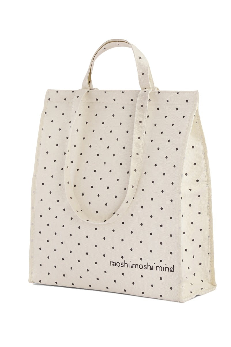 Moshi Moshi Mind Dotted køletaske, ecru/sorte -  40x35 cm. - Bahne