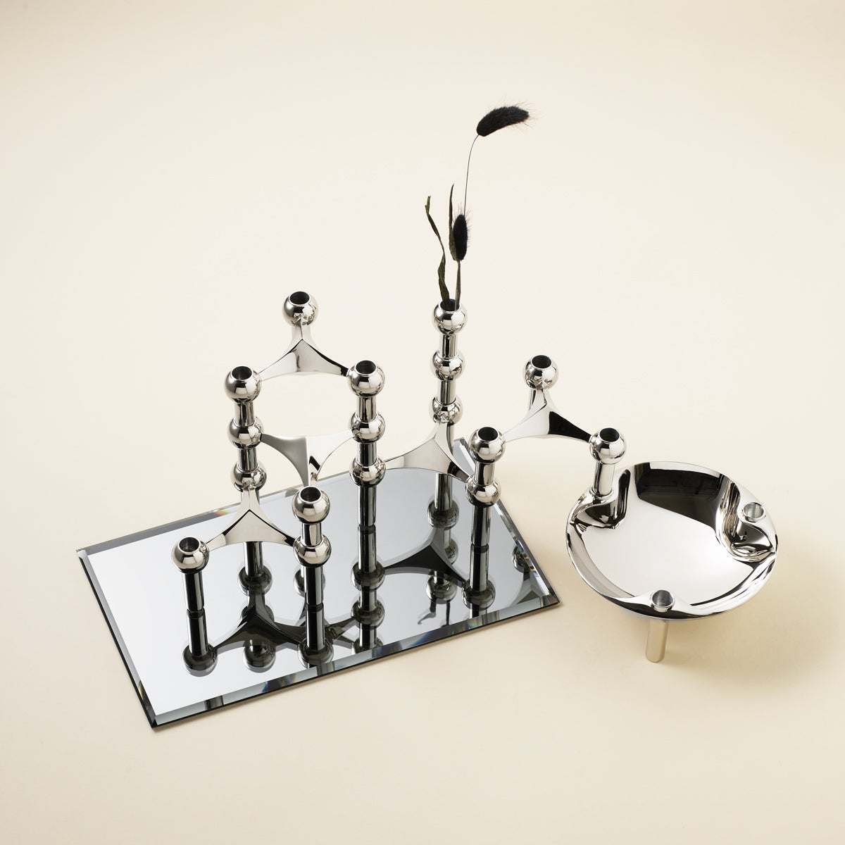 Nagel lysestage - krom