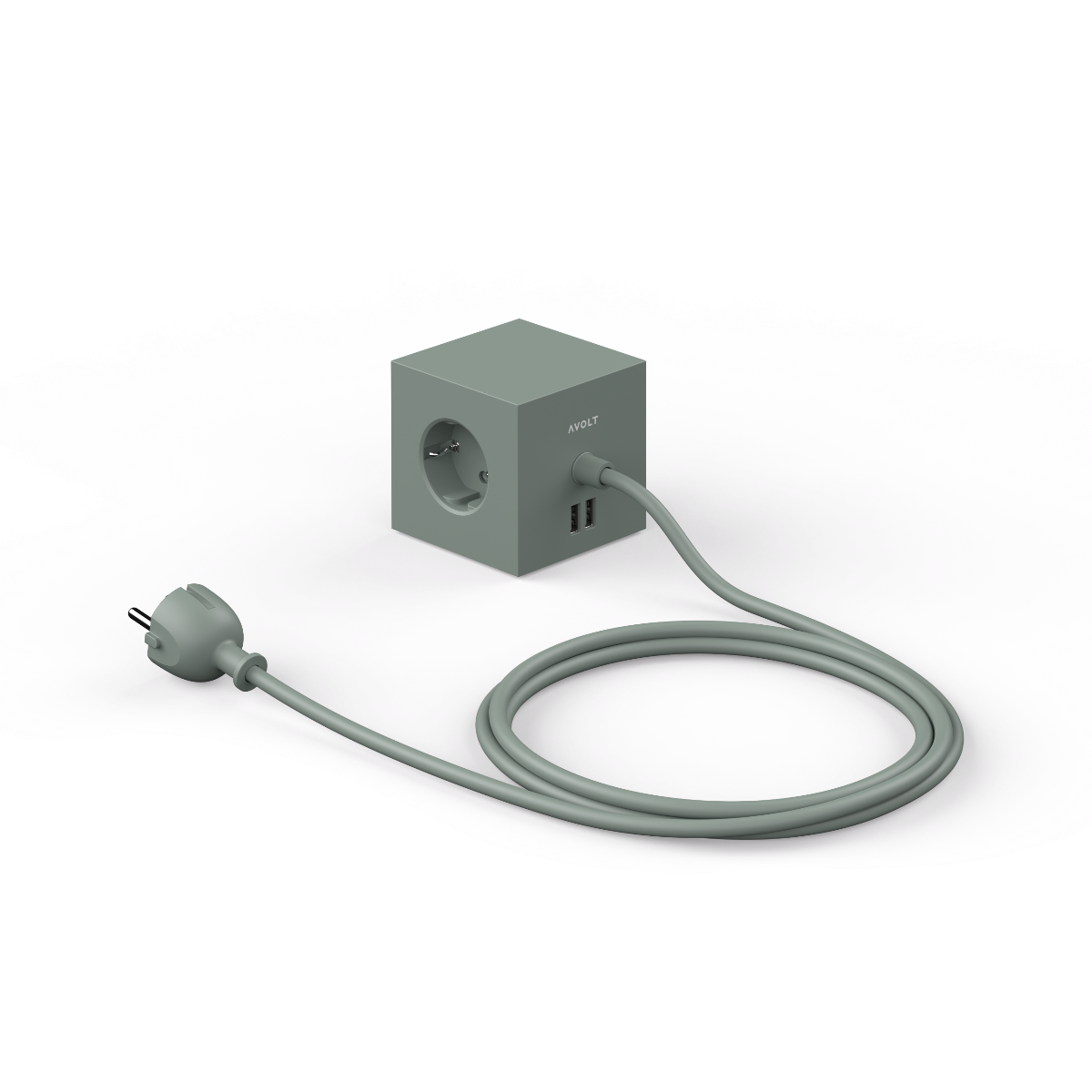 AVOLT Square, USB & magnet Stikdåse - Oak Green - Bahne