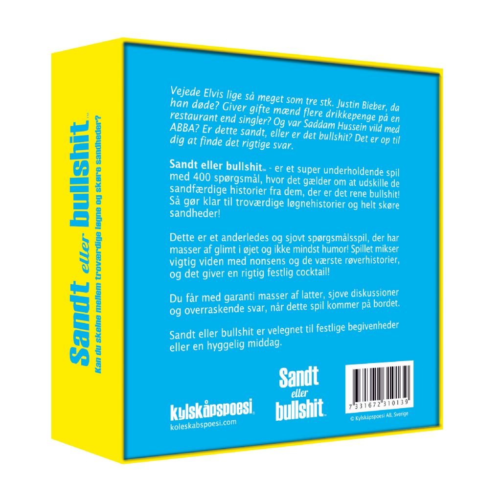 Kölskapspoesi Sandt eller bullshit spørgsmålsspil - Bahne