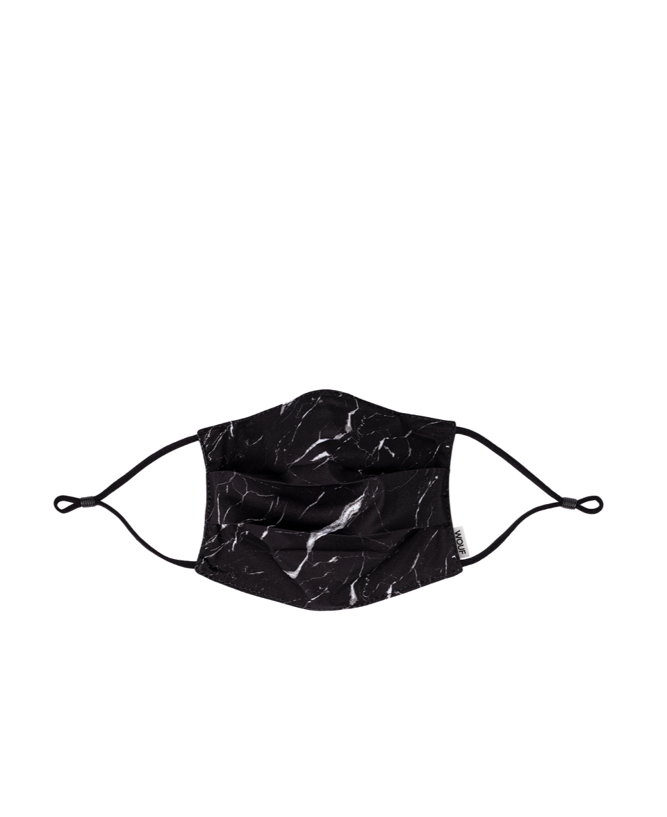 Wouf Black Marble mundbind, 2 filters maske - sort - Bahne