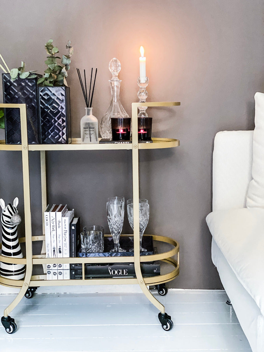 Margit Brandt Barvogn m/ hjul, guldfarvet - H: 84 cm. - Bahne