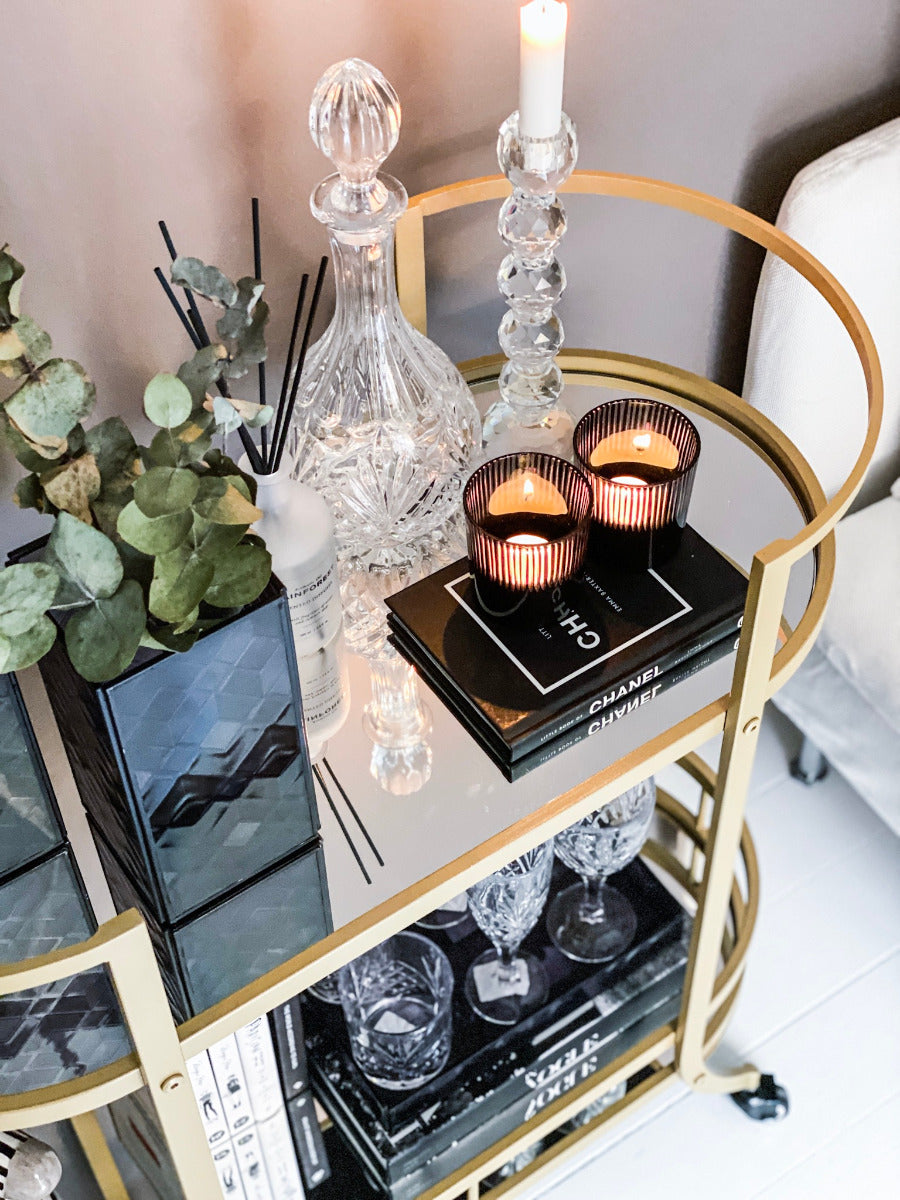 Margit Brandt Barvogn m/ hjul, guldfarvet - H: 84 cm. - Bahne