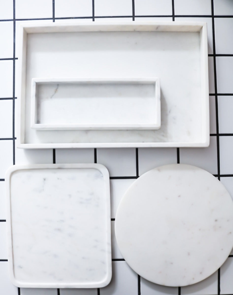 Bahne Interior marmor skærebræt, hvid - 30 cm. - Bahne