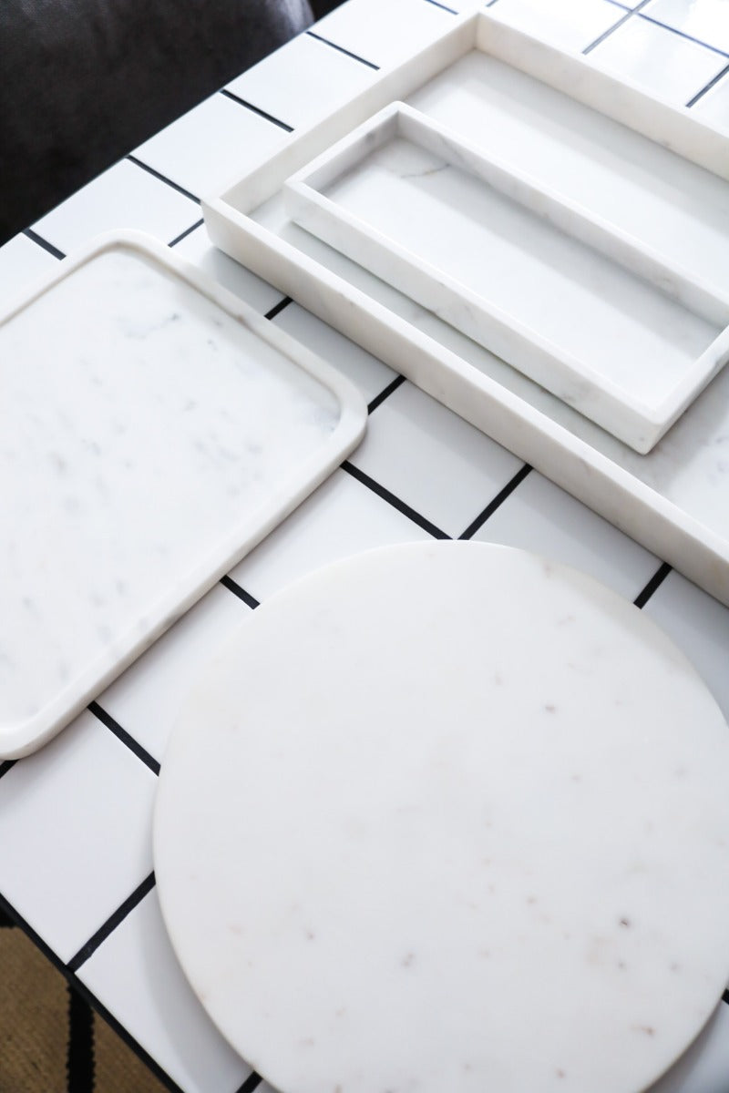 Bahne Interior marmor skærebræt, hvid - 30 cm. - Bahne