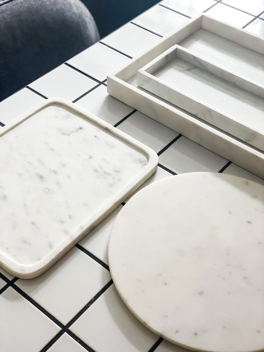 Bahne Interior marmor skærebræt, hvid - 30 cm. - Bahne