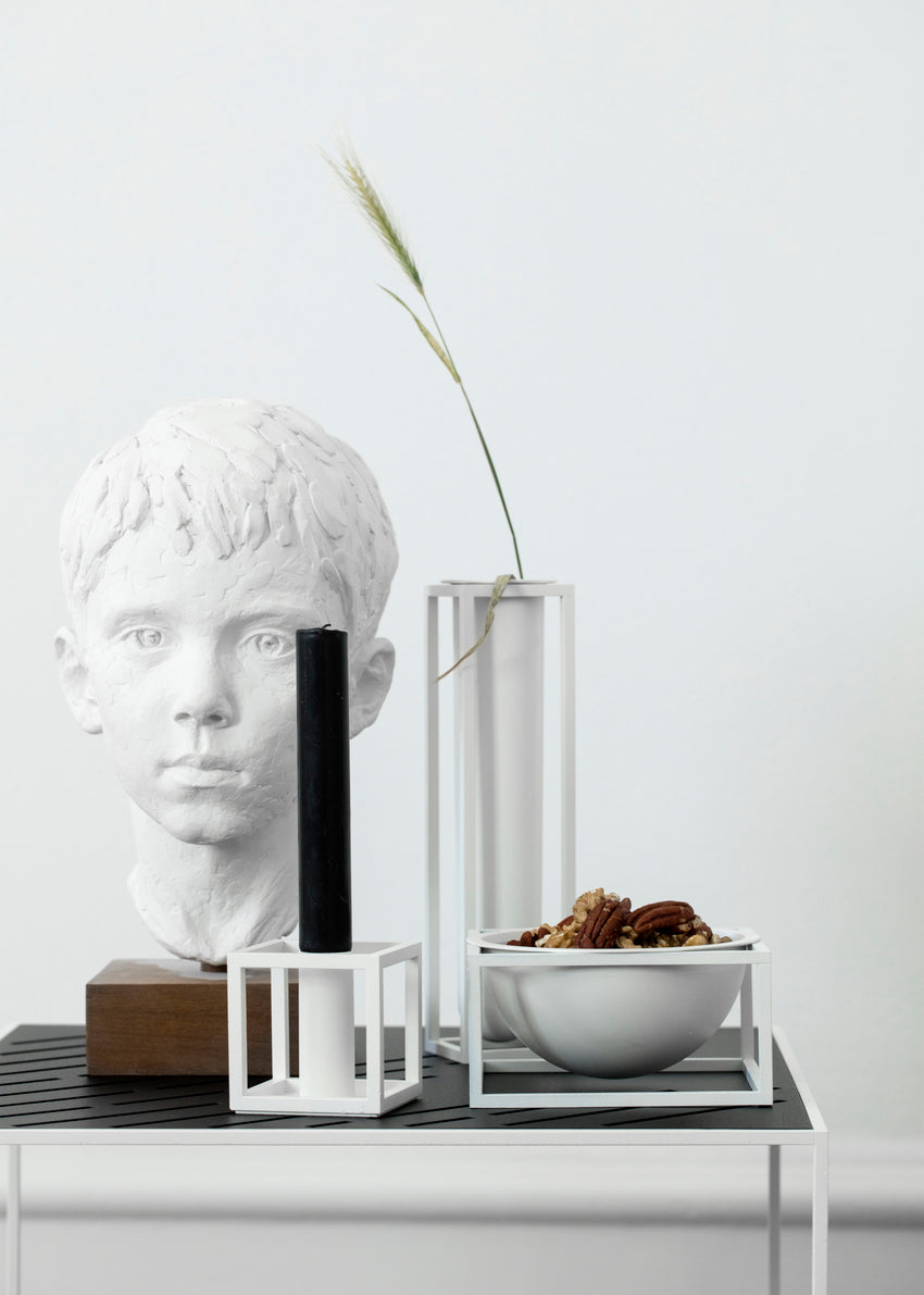 By Lassen Kubus 1 Lysestage, hvid - 7x7 cm. - Bahne