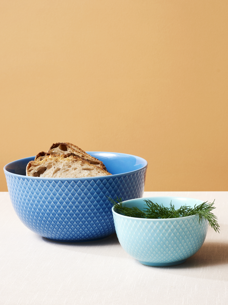 Lyngby Porcelæn Rhombe skål, turkis - Ø: 11 cm. - Bahne