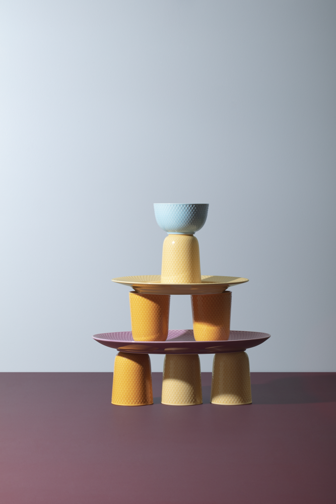 Lyngby Porcelæn Rhombe skål, turkis - Ø: 11 cm. - Bahne