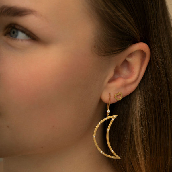 Petit Open Love Heart ørering - forgyldt