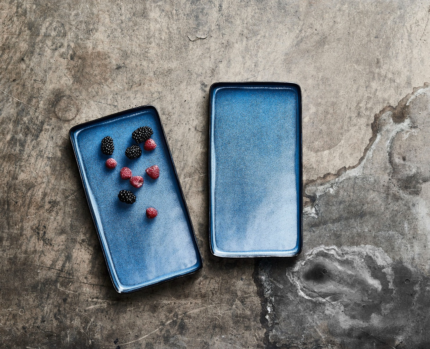 Raw rektangulær fadsæt, midnight blue - 2 stk. - Bahne